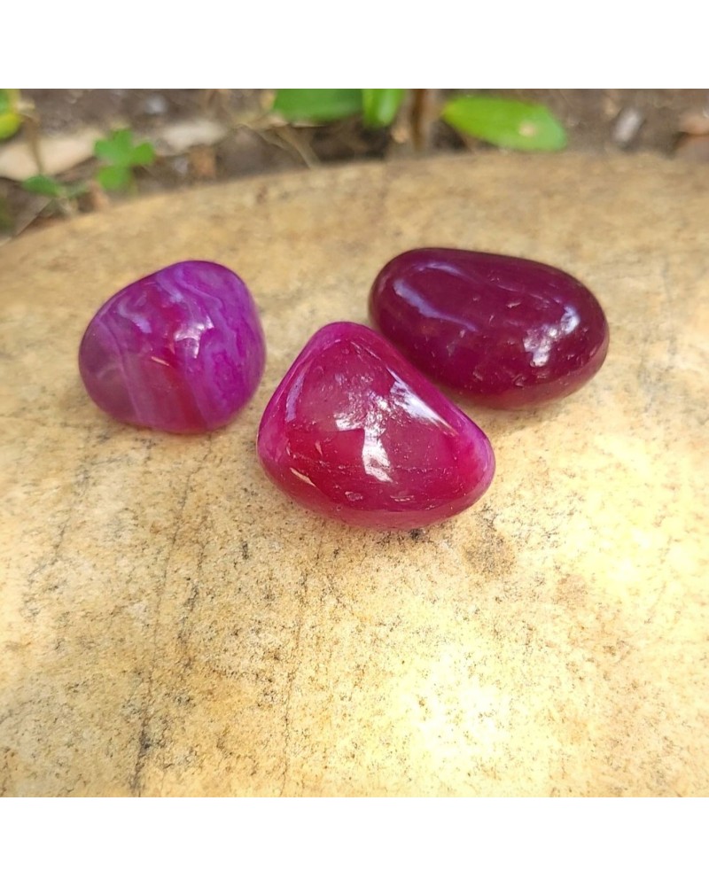Agate teintée rose