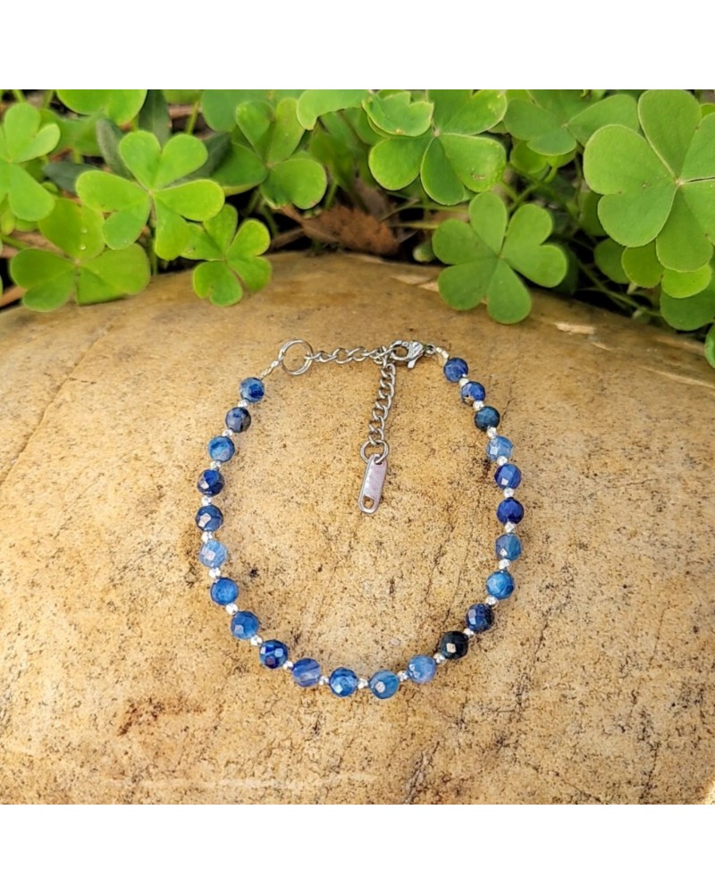 Bracelet fermoir cyanite 4mm