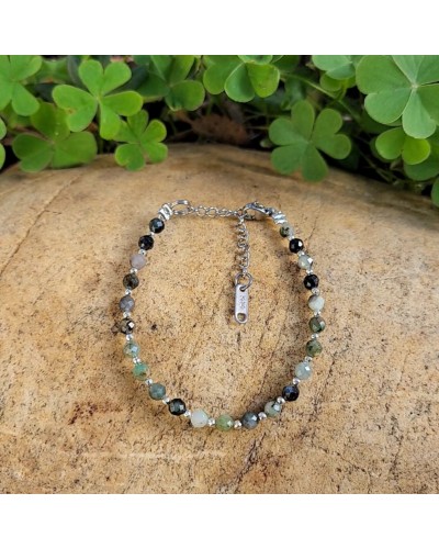 Bracelet fermoir émeraude facettée 4mm