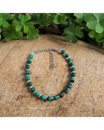 Bracelet fermoir malachite 4mm