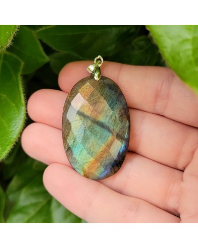 Pendentif labradorite facettée