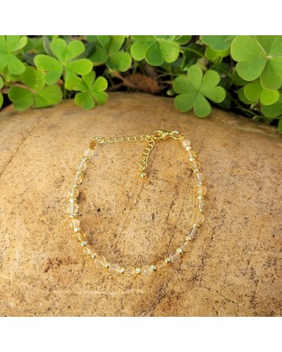 Bracelet fermoir en citrine facettée dorée 4mm