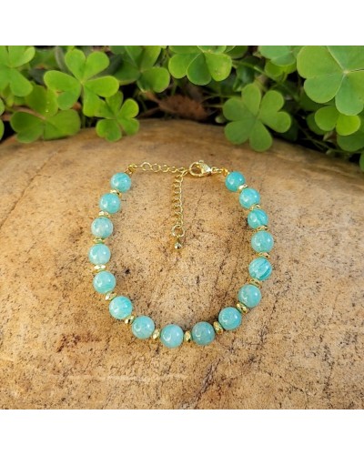 Bracelet création doré en amazonite