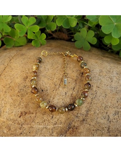 Bracelet création doré en grenat vert