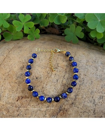 Bracelet doré en lapis lazuli