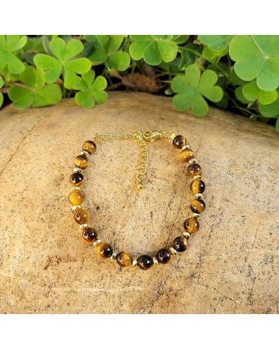 Bracelet doré en œil de tigre