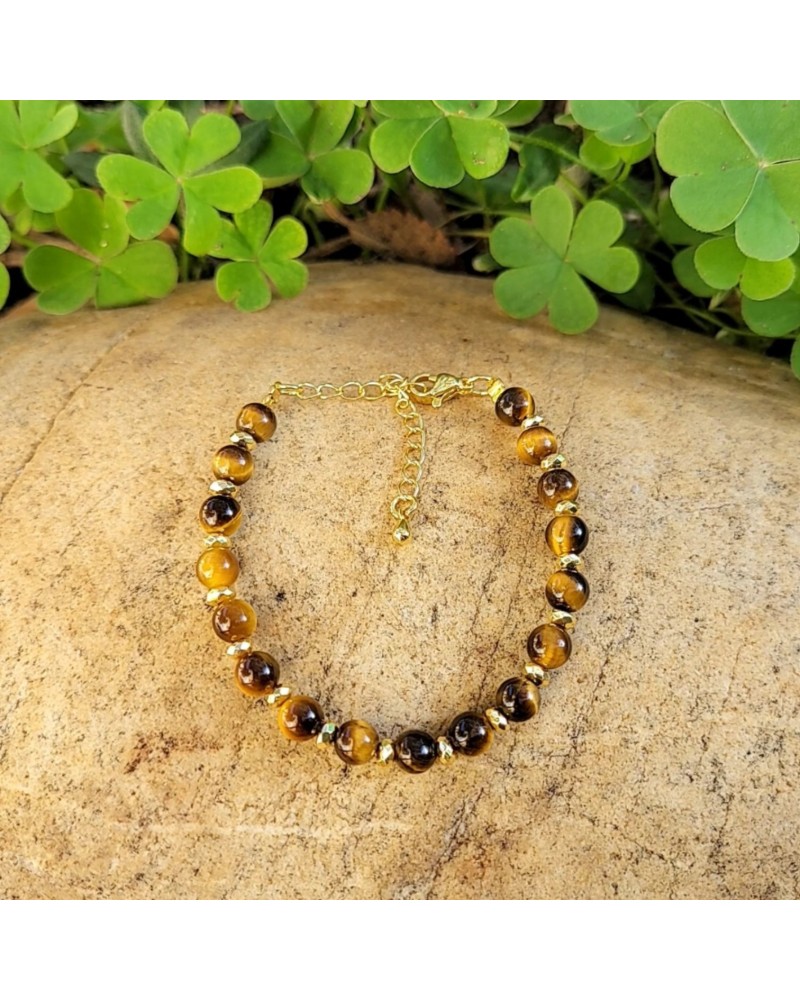 Bracelet doré en œil de tigre