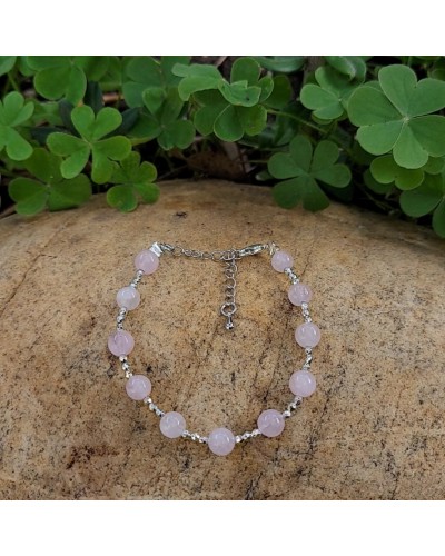 Bracelet création en quartz rose de Madagascar